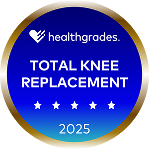 Healthgrades Total Knee Replacement 2025 5 star badge.